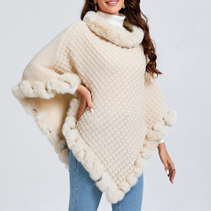 Rabbit Fur Collar Shawl