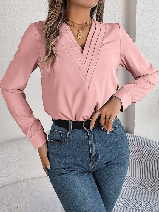 LIUBA V-Neck Long Sleeve Blouse