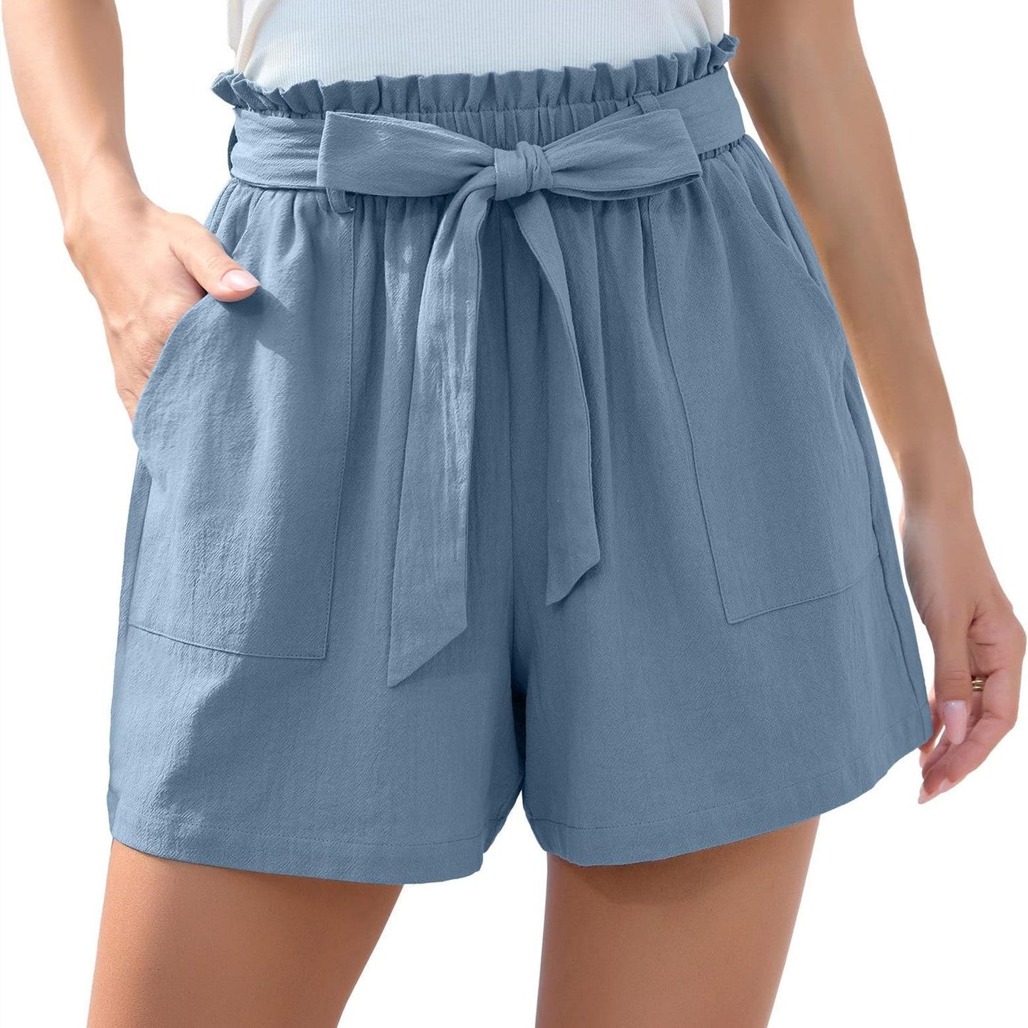 Ruffle Bow Shorts With Pockets