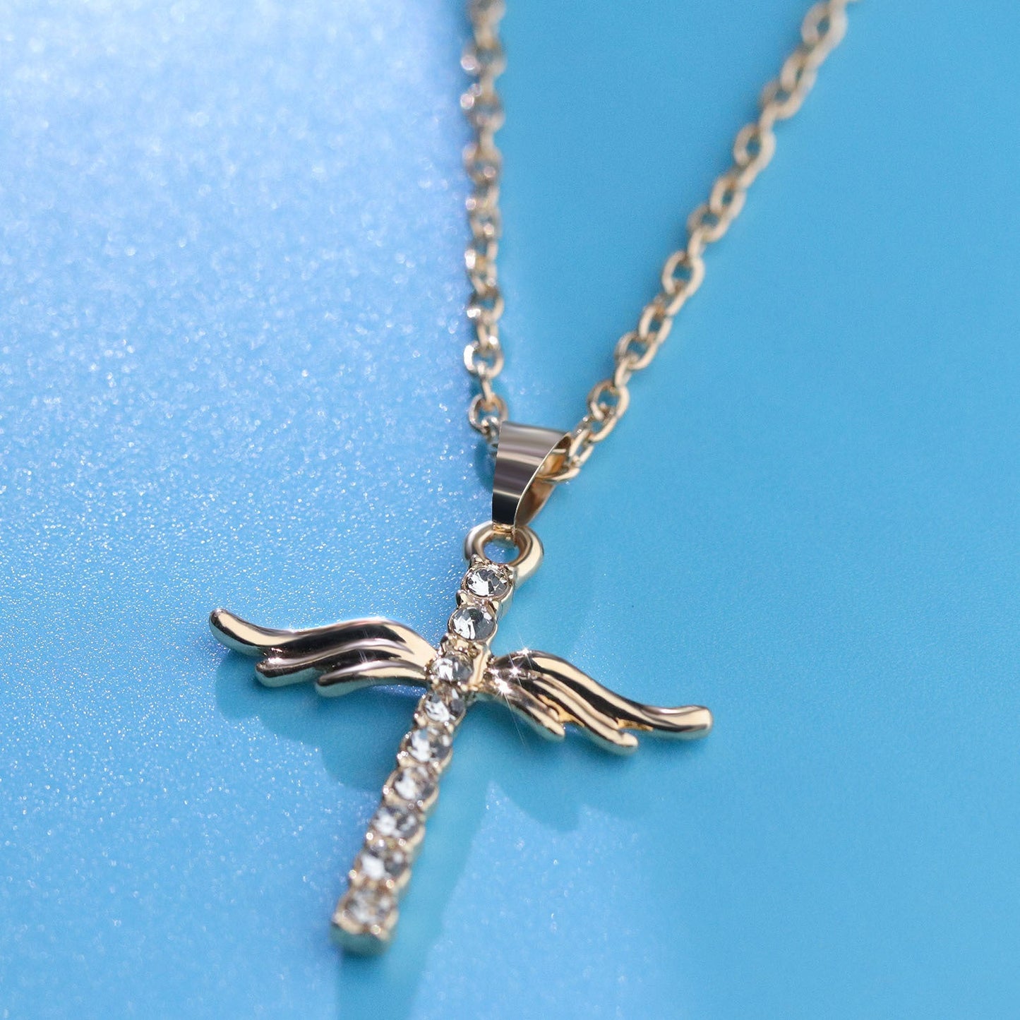 Angel Wings Cross Pendant Necklace