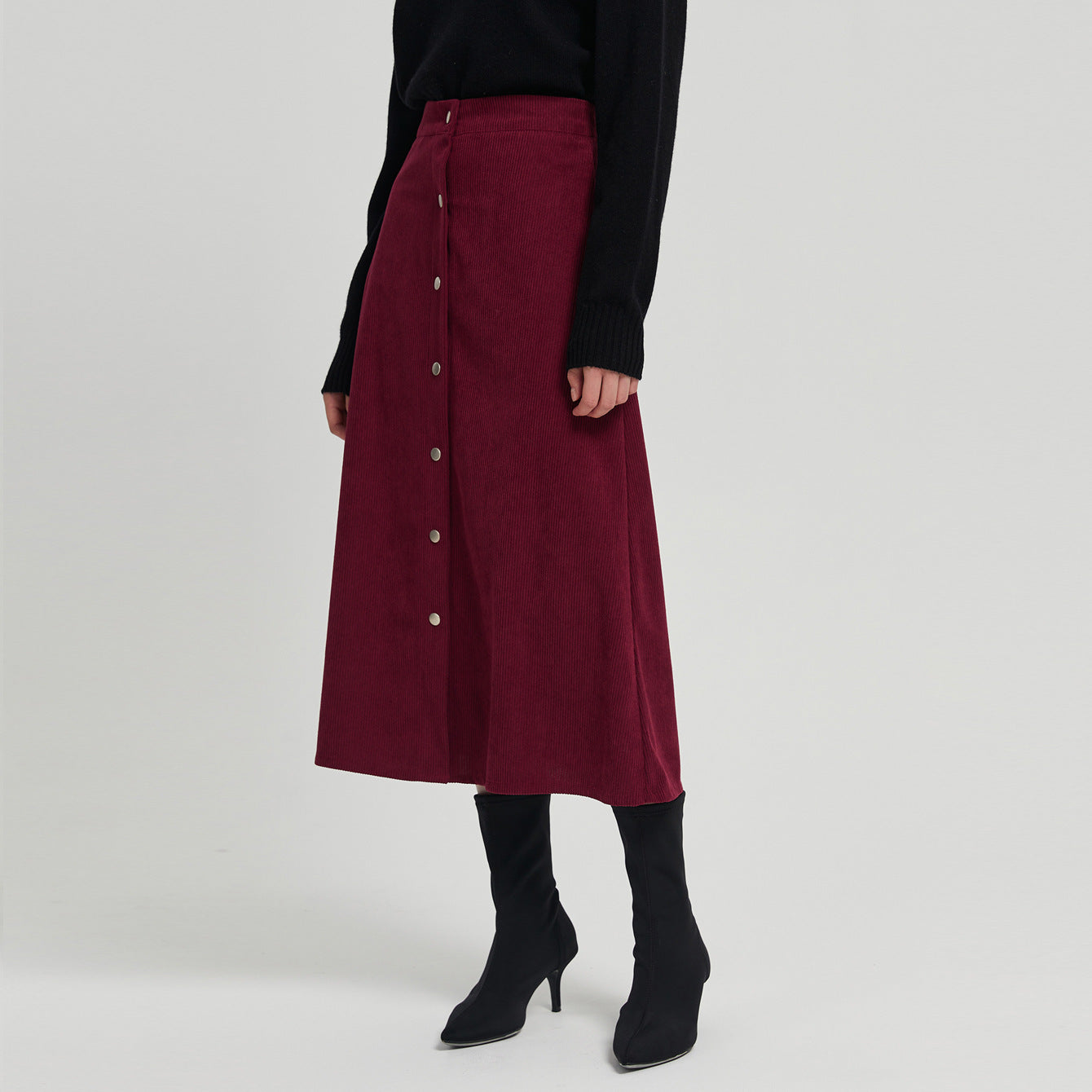 Corduroy Skirt High Waist