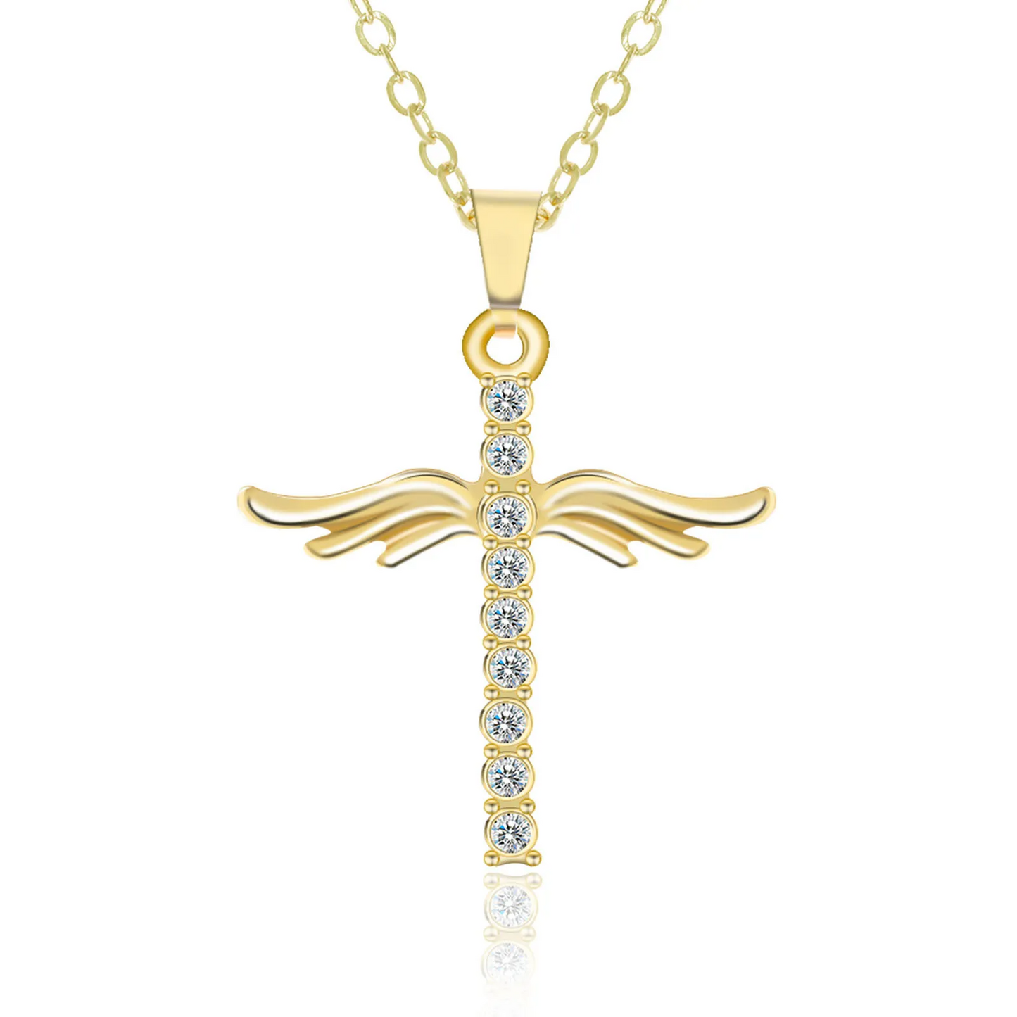 Angel Wings Cross Pendant Necklace