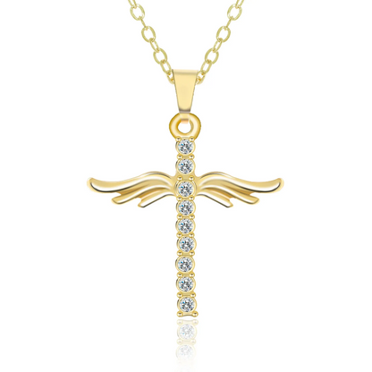 Angel Wings Cross Pendant Necklace