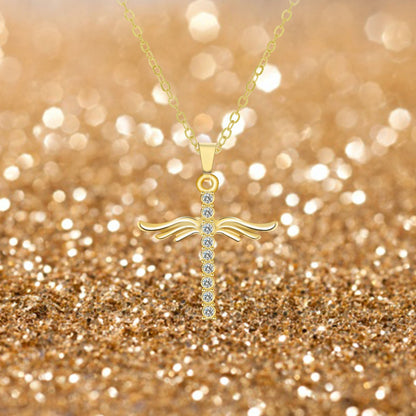 Angel Wings Cross Pendant Necklace