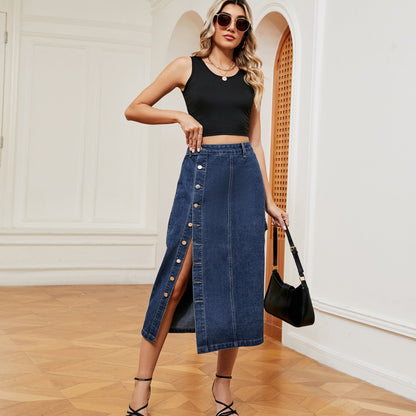 Elastic Denim Skirt