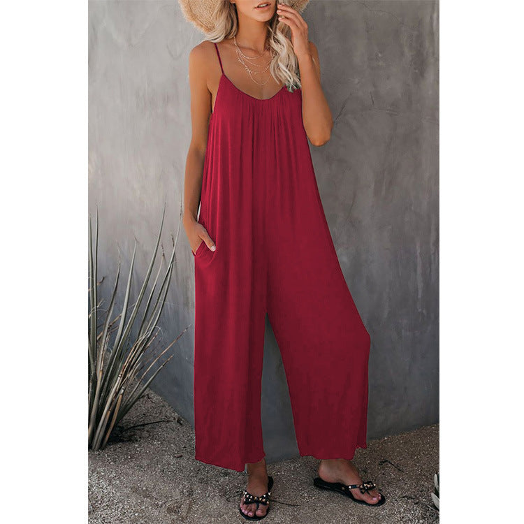 Loose Sleeveless Jumpsuits With Pockets