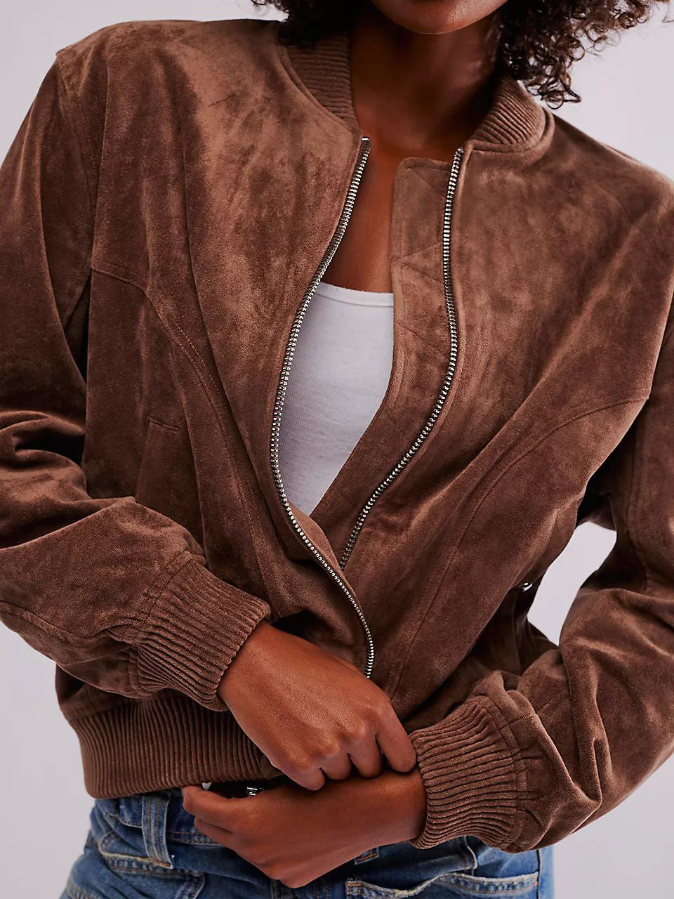 Casual Suede Zipped Jacket