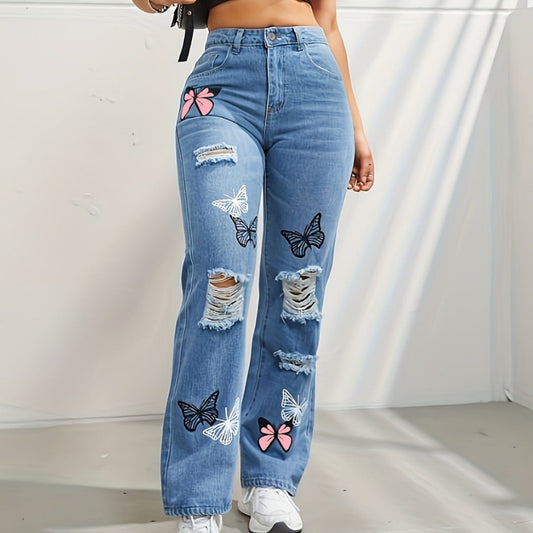 High Waisted Straight Leg Jeans