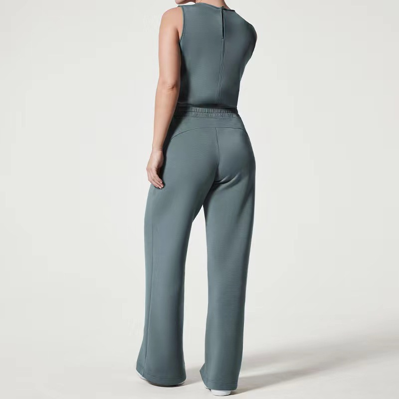 Jumpsuit Sleeveless Tops Tie Elastic Pants