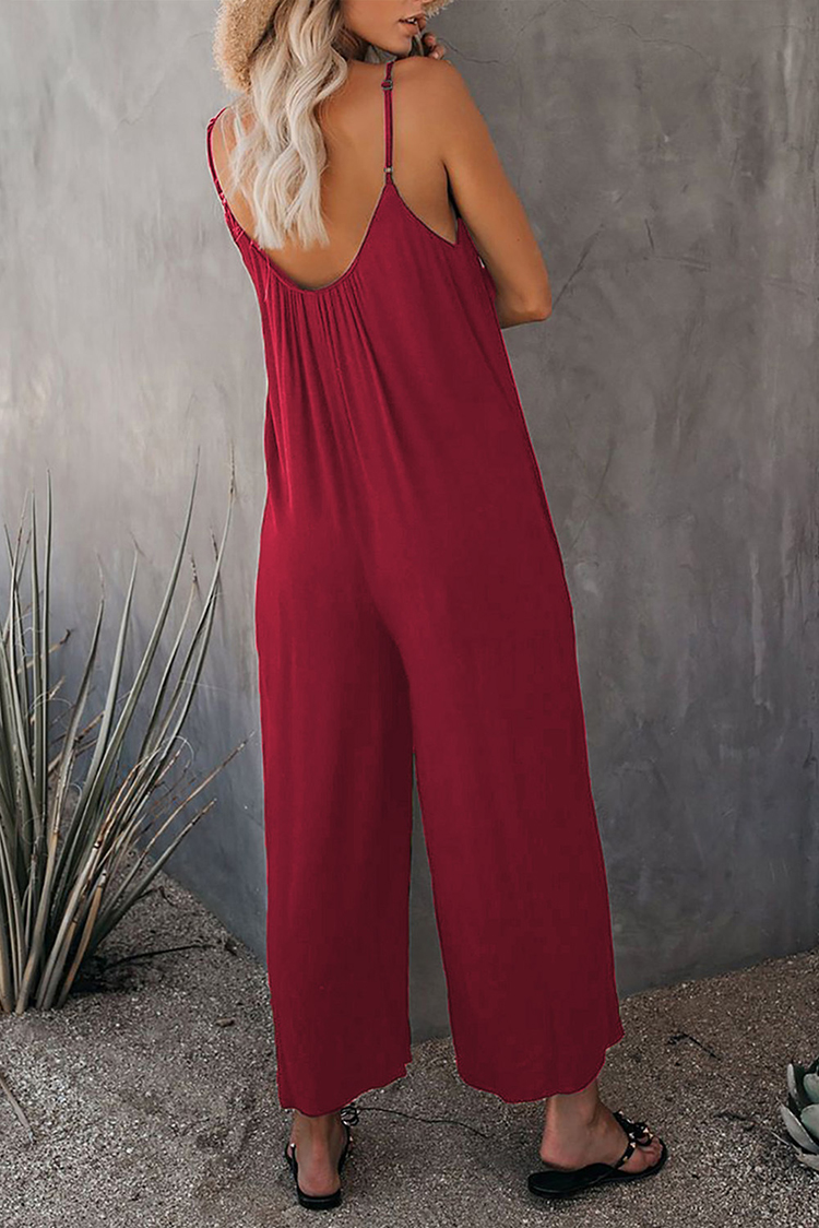 Loose Sleeveless Jumpsuits With Pockets