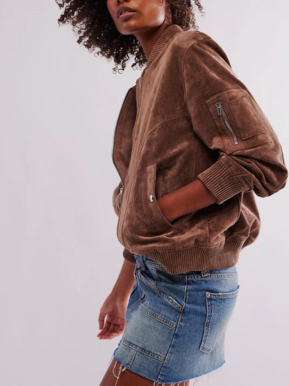 Casual Suede Zipped Jacket