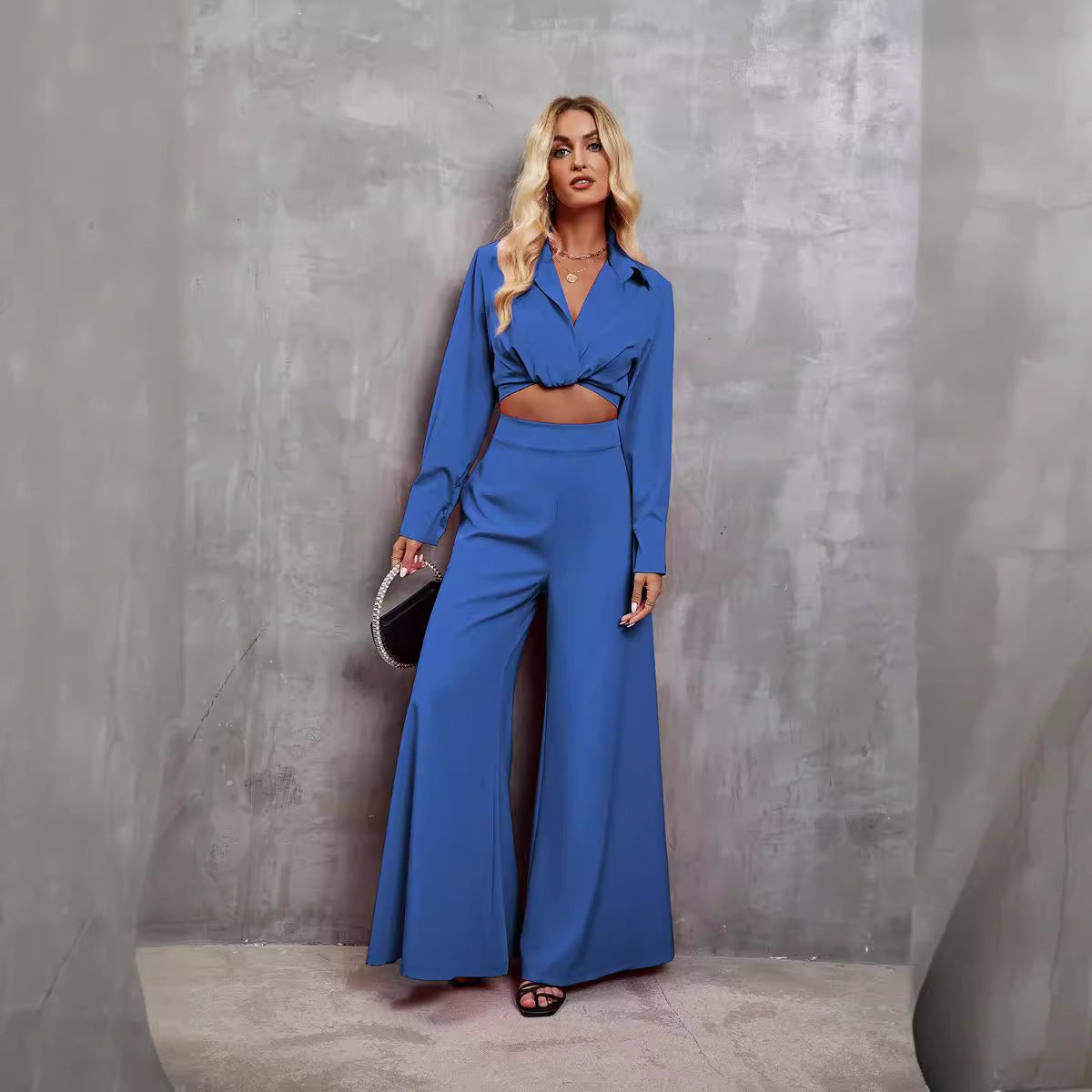 Long Wide-leg Pants Two piece Suit