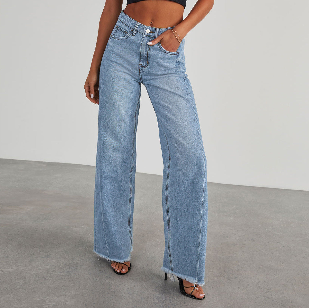 Jeans Comfortable Slim Fit Straight Wide-leg