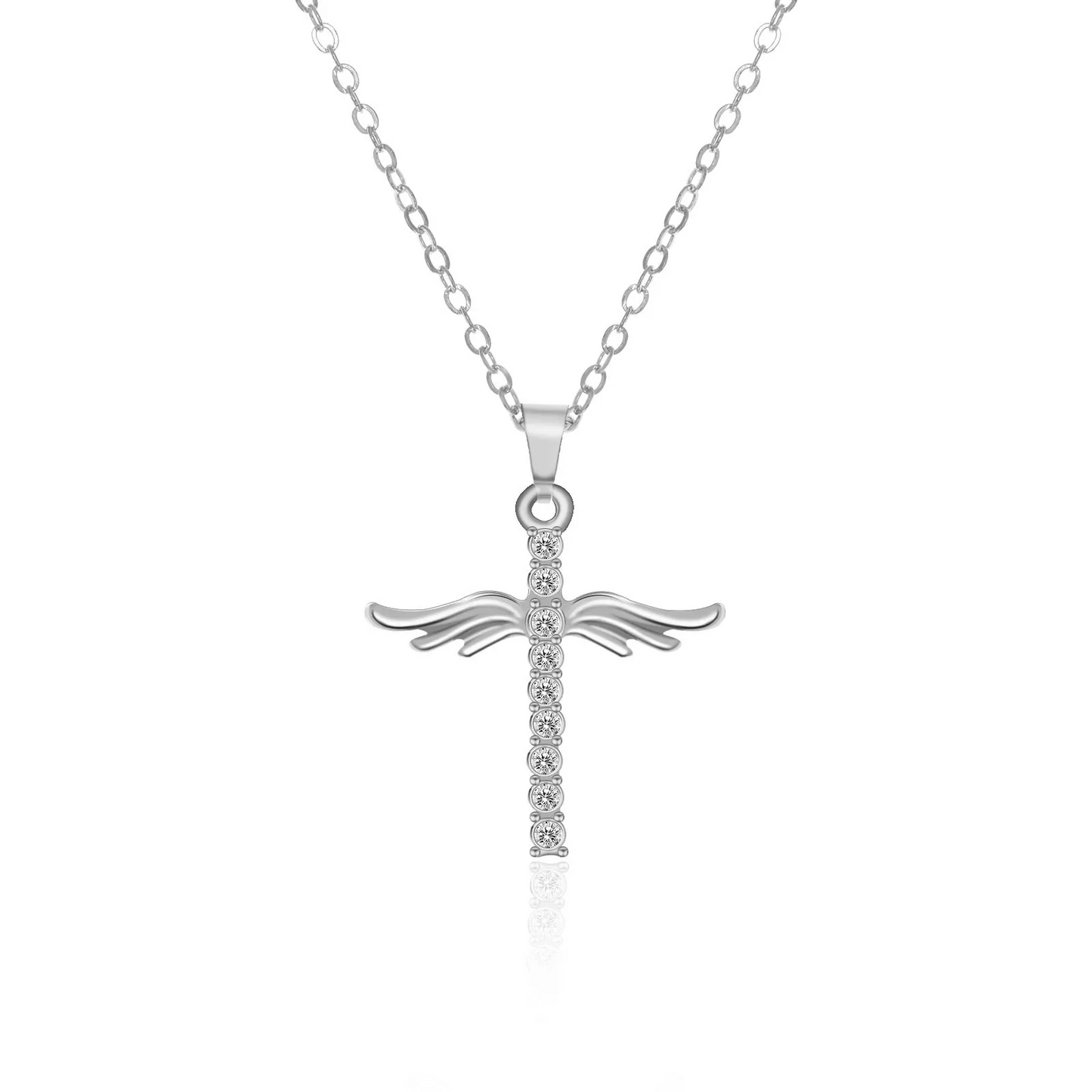 Angel Wings Cross Pendant Necklace