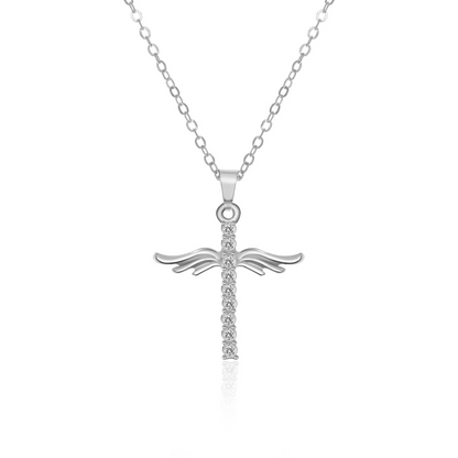 Angel Wings Cross Pendant Necklace