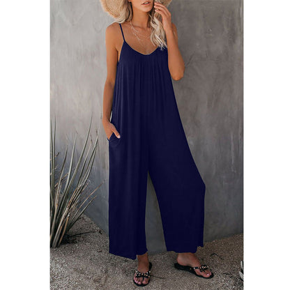 Loose Sleeveless Jumpsuits With Pockets