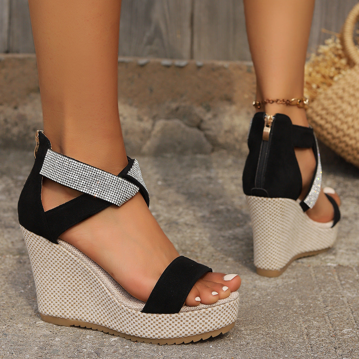 Fish Mouth High Wedges Sandals