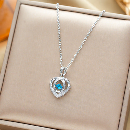 Necklace With Rhinestones Clavicle Chain Heart-shaped