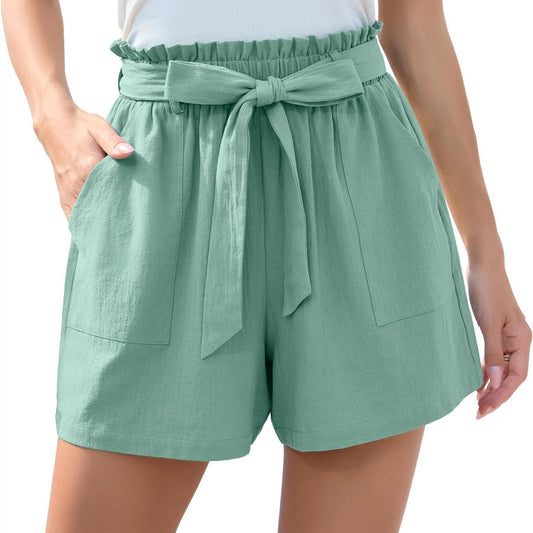 Ruffle Bow Shorts With Pockets