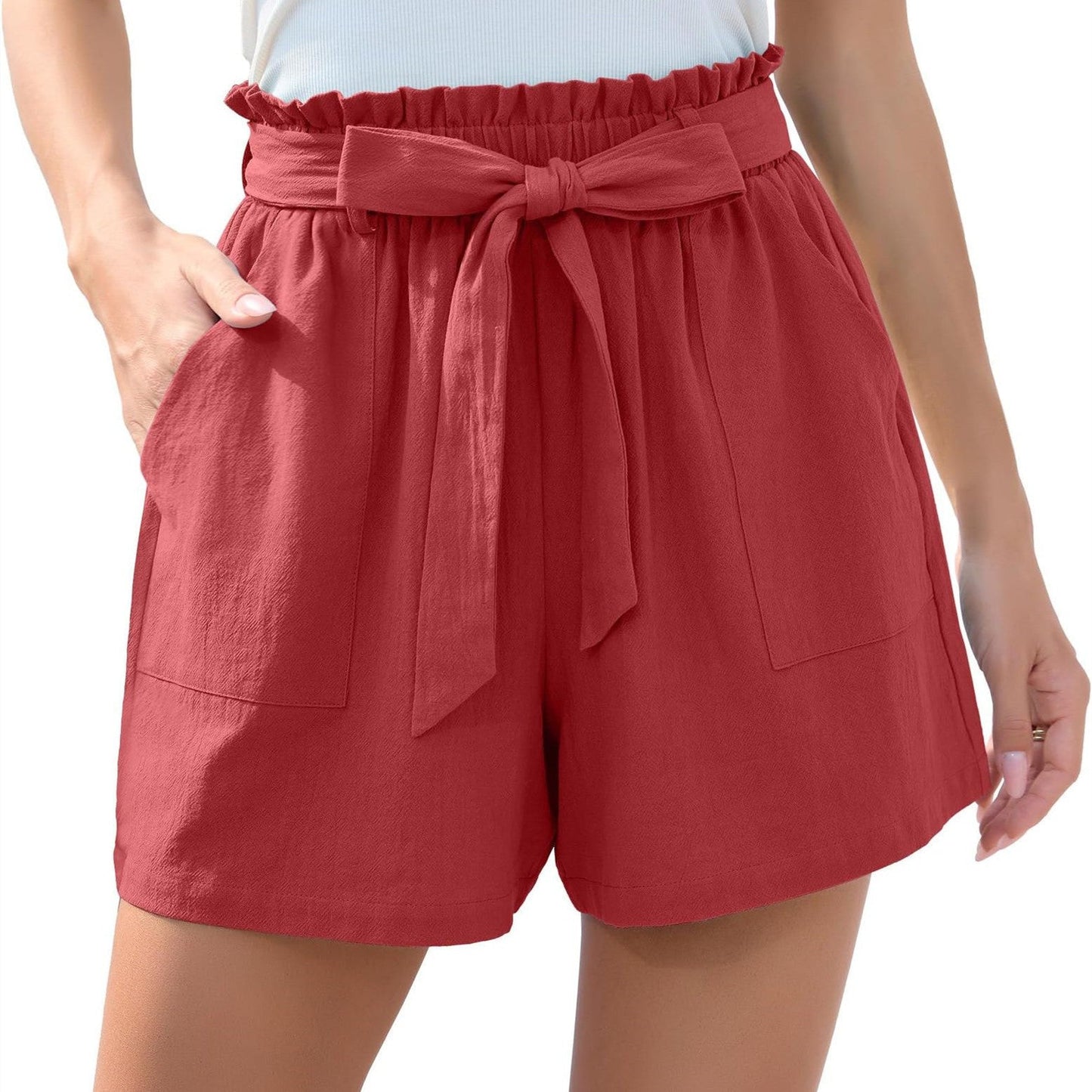 Ruffle Bow Shorts With Pockets