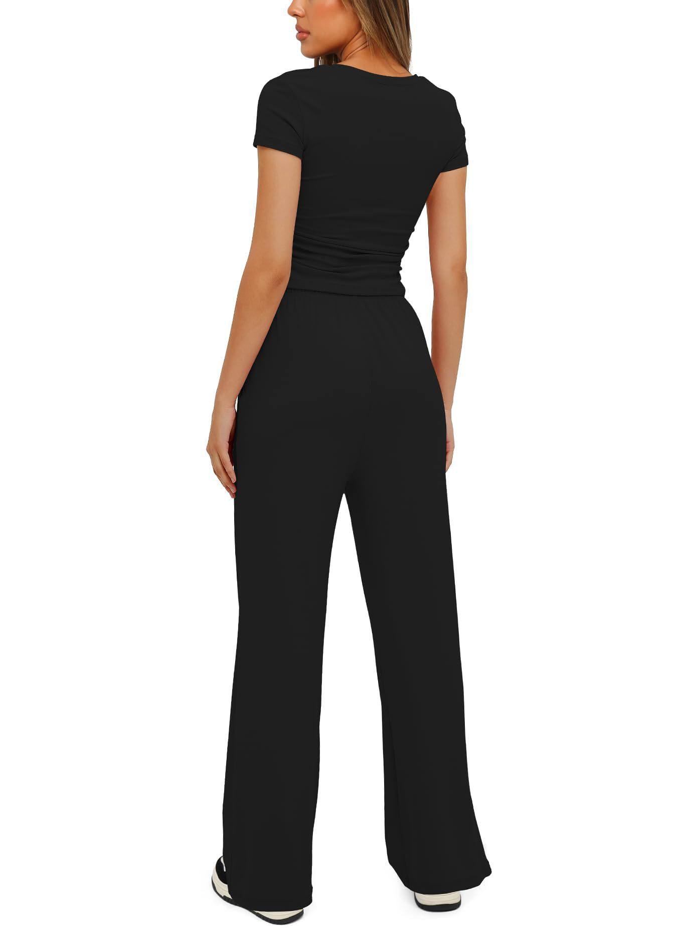 Suit Short-sleeved Top And High-waisted Pants